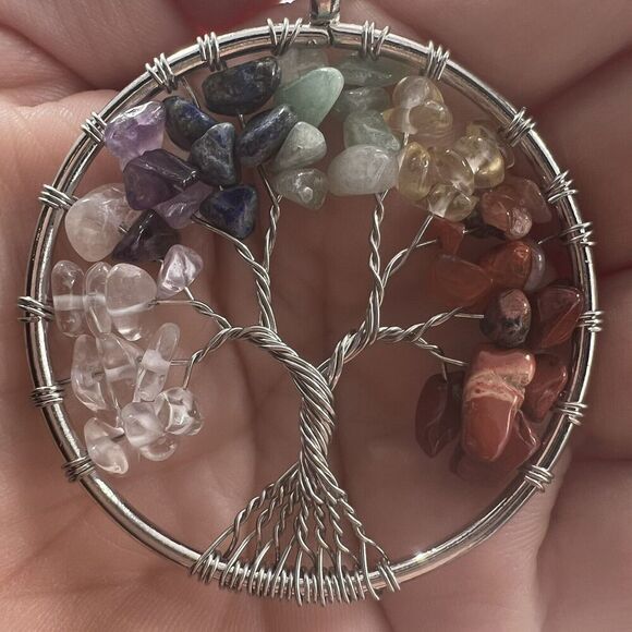 Natural Gemstone Tree Of Life Keychain Chakra Healing Wire Wrapped Handmade - Picture 6 of 7